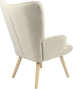 Πολυθρόνα Fluffy pakoworld μπουκλέ κρεμ-φυσικό 75x69x96εκ