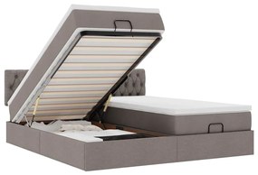 vidaXL Οθωμανικό κρεβάτι με στρώματα Taupe 200x200cm ύφασμα