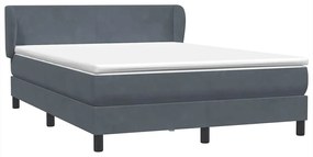 vidaXL Κρεβάτι Boxspring με Στρώμα Σκούρο Γκρι 140x210 εκ. Βελούδινο