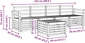 vidaXL Σειρά Καναπέ Εξωτερικού 5 τμχ. 4-θέσια Λευκό