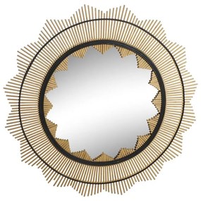 Τοίχο καθρέφτη DKD Home Decor Καφέ Μαύρο Φυσικό Αποικιακό 90 x 2 x 90 cm