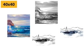 Σετ εικόνων απομίμηση της ζωγραφισμένης θάλασσας - 4x 40x40