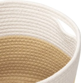 vidaXL Καλάθια Αποθήκευσης 2 τεμ. Μπεζ/Λευκό Ø28x28 εκ. Βαμβακερά