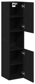 vidaXL Ντουλάπι Τοίχου Μπάνιου Μαύρο Δρυς 30x30x130 εκ από Ξύλο