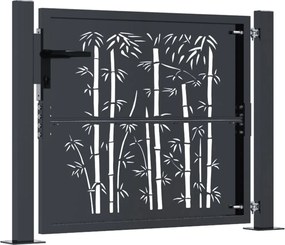 vidaXL Πόρτα Κήπου Ανθρακί 100x75 εκ. Σχέδιο Ατσάλινου Μπαμπού