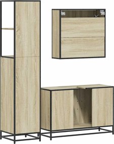 vidaXL Σετ Επίπλων Μπάνιου 3 Τεμαχίων Sonoma Δρυς Επεξεργασμένο Ξύλο