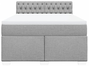 vidaXL Κρεβάτι Boxspring με Στρώμα Ανοιχτό Γκρι 140x190 εκ. Υφασμάτινο