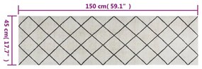 Χαλί Κουζίνας Πλενόμενο με Τετράγωνο Σχέδιο 45x150 εκ. Βελούδο - Γκρι