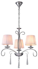 KQ 9007-3 FLAREN NICKEL PENDANT CRYSTALS &amp; WHITE SHADES 1Ζ2
