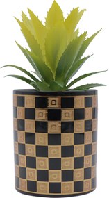 Τεχνητό Φυτό σε Κεραμικό Μοντέρνο Γλαστράκι 7.5x16cm - Μαύρο