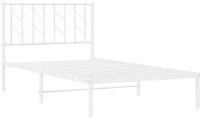 Πλαίσιο Κρεβατιού με Κεφαλάρι Λευκό 100x190 εκ. Μεταλλικό