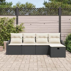vidaXL Σετ Καναπέ Κήπου 5 pcs Μαύρο 233 x 117 x 85 εκ Πολυ ράταν