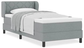 vidaXL Κρεβάτι box spring με στρώμα Ανοιχτό γκρι 90 x 190 cm ύφασμα