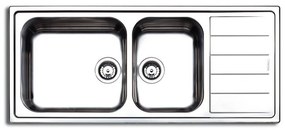 Apell Linear 8516 Ανοξείδωτος Λείος Ένθετος Νεροχύτης Αντιστρεφόμενος Με 2 Γούρνες και Ποδιά 116x50 cm