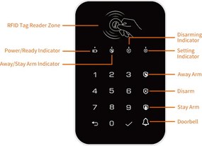 Ασύρματο πληκτρολόγιο συναγερμού K010, αφής, RFID