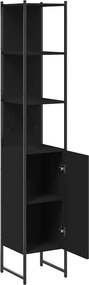 vidaXL Ντουλάπι Μπάνιου Μαύρο 33 x 33 x 185,5 εκ. Επεξεργασμένο Ξύλο