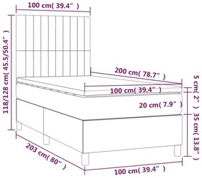 Κρεβάτι Boxspring με Στρώμα &amp; LED Μπλε 100x200 εκ. Υφασμάτινο - Μπλε