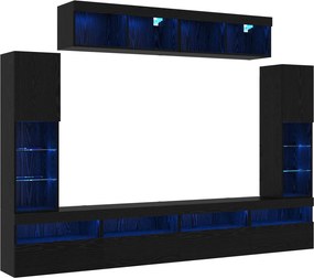 vidaXL Σετ επίπλου τηλεόρασης 6 τμχ. Μαύρη δρυς Επεξεργασμένο ξύλο