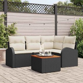 vidaXL Σετ Καναπέ Κήπου 5 pcs Μαύρο Πολυ ράταν