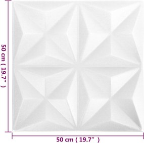 vidaXL Πάνελ τοίχου 48 pcs Οριγκάμι Άσπρο 50 x 50 cm Φελιζόλ XPS