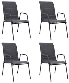 Καρέκλες Κήπου Στοιβαζόμενες 4 τεμ. Ανθρακί Ατσάλι / Textilene - Ανθρακί