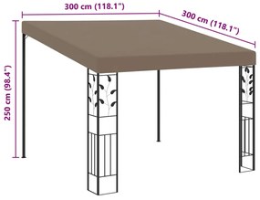 vidaXL Κιόσκι Επιτοίχιο Taupe 3 x 3 x 2,5 μ.