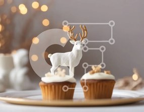 Σετ των 2 Intra Συλλεκτικό Ξύλινο Παζλ Plywood 4mm - Δύο cupcakes με ειδώλιο ελαφιού στο γιορτινό τραπέζι Σε Ξύλινο Κουτί - Διαστάσεις: 10x10 cm – 25 κομμάτια