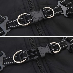 vidaXL Μπουφάν Σκύλου με ιμάντα Μαύρο L Φλις και Πολυεστέρας