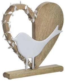 Διακοσμητική Επιτραπέζια Καρδιά Ξύλινη-Αλουμινίου Λευκή-Natural inart 26x5x27εκ. 3-70-985-0088