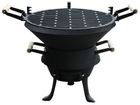 Προϊόν με ανοιχτή συσκευασία: Μπάρμπεκιου από χυτοσίδηρο Rosberg R51720A, Σχάρα από χυτοσίδηρο, Ξύλινες λαβές, 35.5х38 cm, Μαύρο