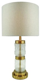 Table lamp Wenxie Inart E27 gold metal-marble-beige fabric D32x53cm 32x32x53 εκ.