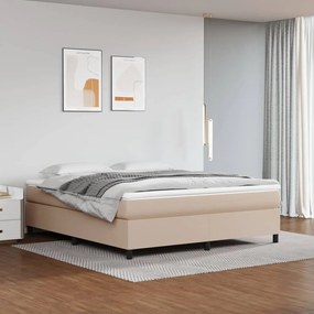 vidaXL Κρεβάτι Boxspring με Στρώμα Καπουτσίνο 180x200 εκ. Συνθ. Δέρμα