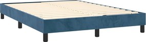 vidaXL Κρεβάτι Boxspring με Στρώμα Σκούρο Μπλε 140x200 εκ. Βελούδινο