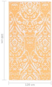 vidaXL χαλί εξωτερικού χώρου ARAKIL πορτοκαλί και λευκό 120x180 cm PP