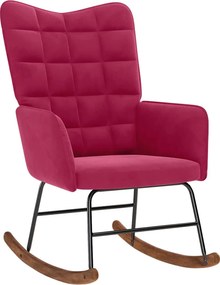vidaXL Κουνιστή πολυθρόνα με σκαμνί Wine Red Velvet