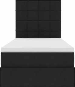 vidaXL LED Κρεβάτι αποθήκευσης με στρώμα Μαύρο 90 x 200 cm Ύφασμα