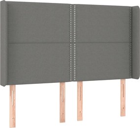 vidaXL Κρεβάτι Boxspring με Στρώμα &amp; LED Σκ.Γκρι 140x200 εκ Υφασμάτινο