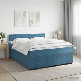 vidaXL Κρεβάτι box spring με στρώμα Σκούρο Μπλε 160 x 200 cm Βελούδο