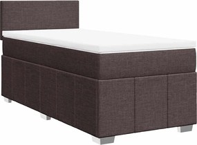 vidaXL Κρεβάτι Boxspring με Στρώμα Σκούρο Καφέ 90x200 εκ. Υφασμάτινο