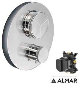 Almar Thermo-Core Push Chrome Θερμοστατικός μίκτης εντοιχισμού 3 εξόδων+κιτ εντοιχισμού E176633-100 E134001