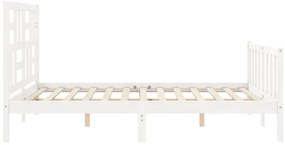 vidaXL Πλαίσιο Κρεβατιού με Κεφαλάρι Λευκό Μασίφ Ξύλο King Size