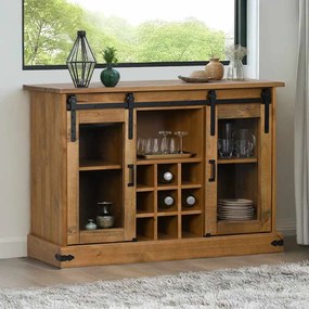 vidaXL Sideboard HALDEN 2 συρόμενες πόρτες 112x40x80 cm μασίφ ξύλο