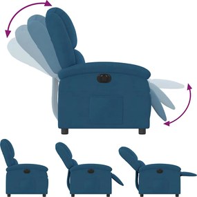 vidaXL Πολυθρόνα Ανακλινόμενη Ηλεκτρική Μπλε Βελούδινη