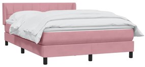 vidaXL Κρεβάτι Boxspring με Στρώμα Ροζ 160x210 εκ. Βελούδινο