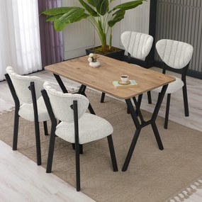 Extendable Dining Table &amp; Chairs Set (5 Pieces) Elma - Cream, Walnut Cream
Walnut