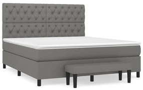 vidaXL Κρεβάτι Boxspring με Στρώμα Σκούρο Γκρι 160x200 εκ Υφασμάτινο