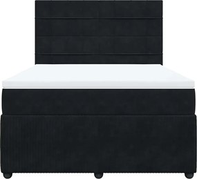 vidaXL Κρεβάτι Boxspring με Στρώμα Μαύρο 140x200 εκ. Βελούδινο