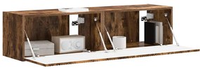 vidaXL Ντουλάπι Τηλεόρασης Τοίχου Επιτοίχιο 2 pcs Καπνιστό Δρύς