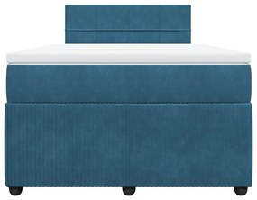 Κρεβάτι Boxspring με Στρώμα Μπλε 120x190 εκ. Βελούδινο - Μπλε