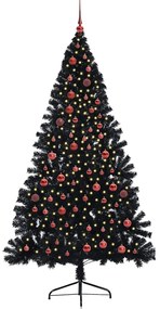 vidaXL Τεχνητό προφωτισμένο Χριστουγεννιάτικο δέντρο Μαύρο 210 cm PVC